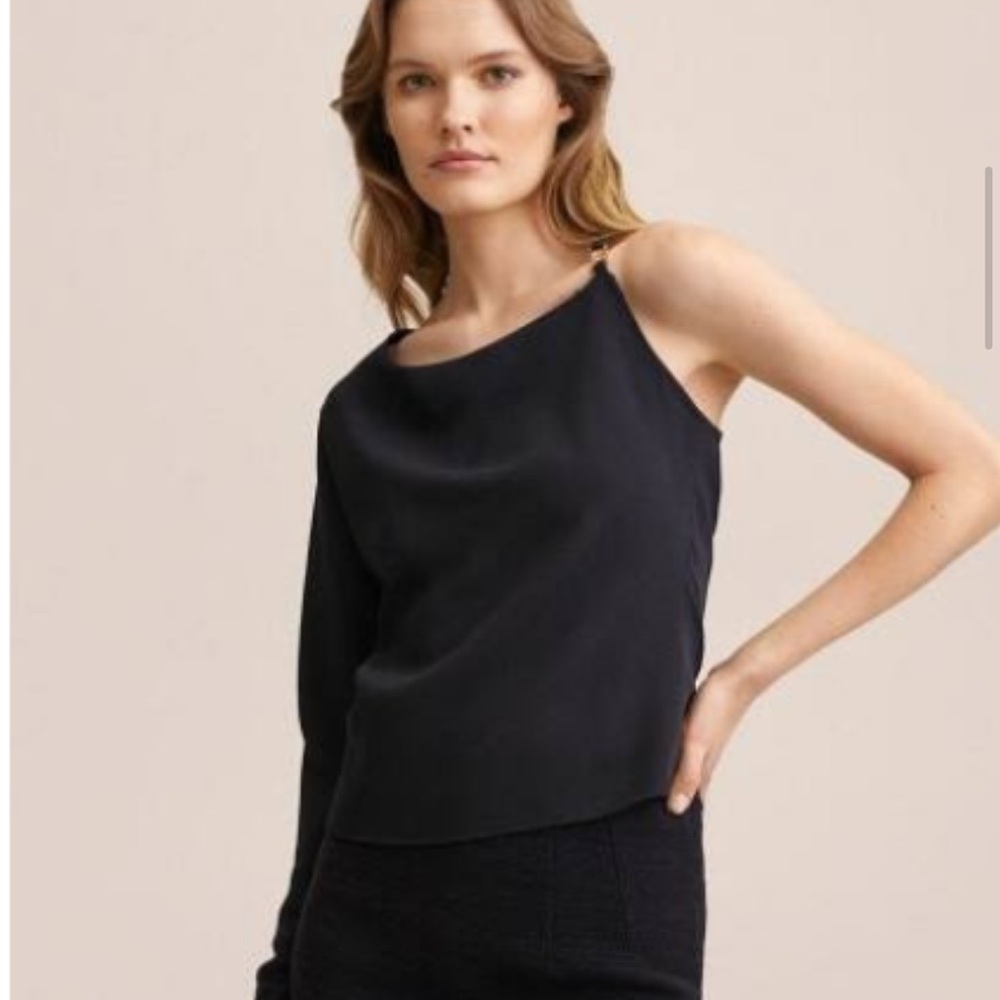 Mango Black Asymmetrical Camisole Top